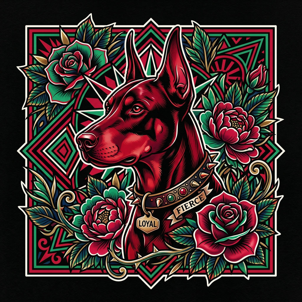 Neo-Traditional Tattoo Doberman Shirt - Premium Unisex Art Tee