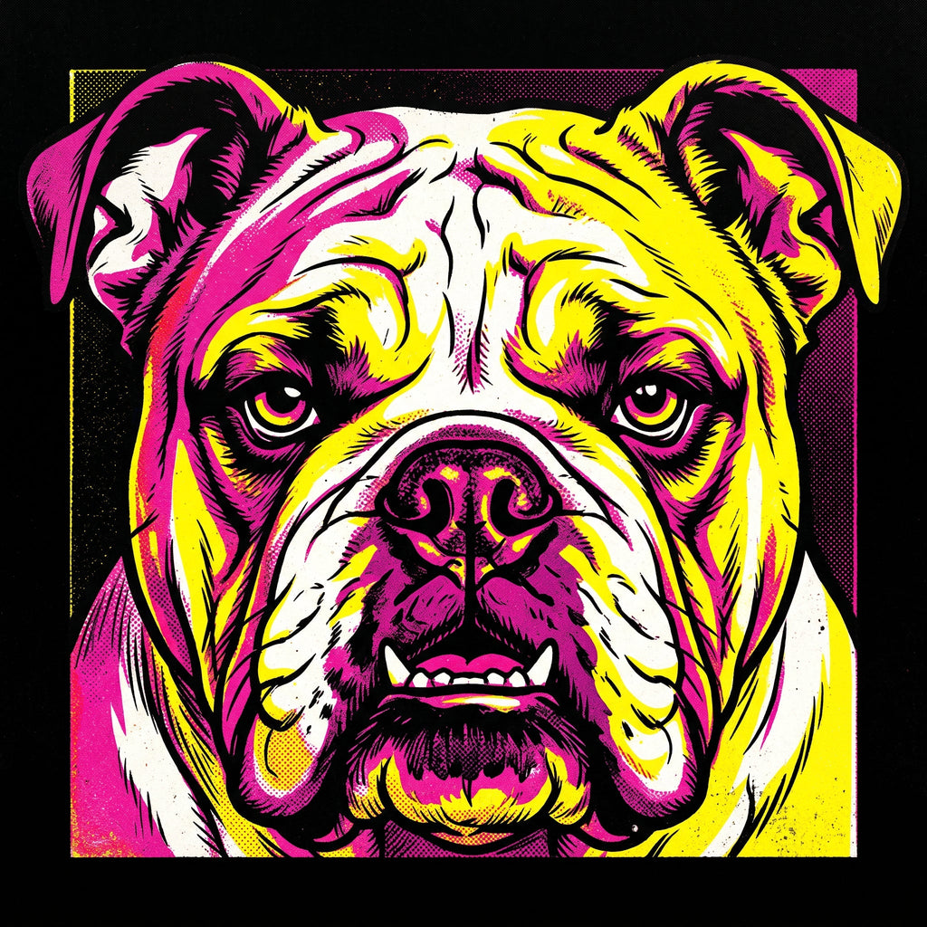 Pop-Art Screenprint English Bulldog T Shirt - Premium Unisex Retro Tee