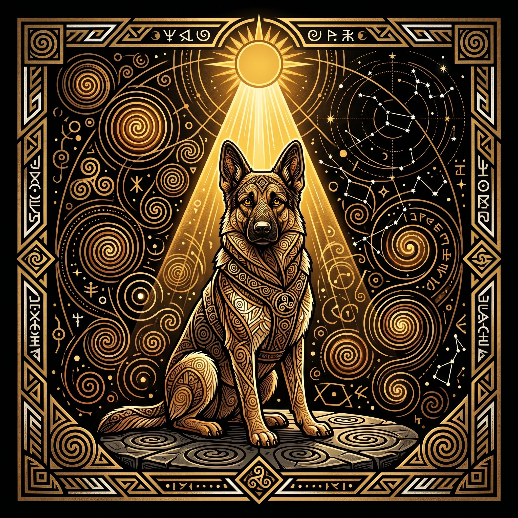 Mystical Geometric German Shepherd Tee