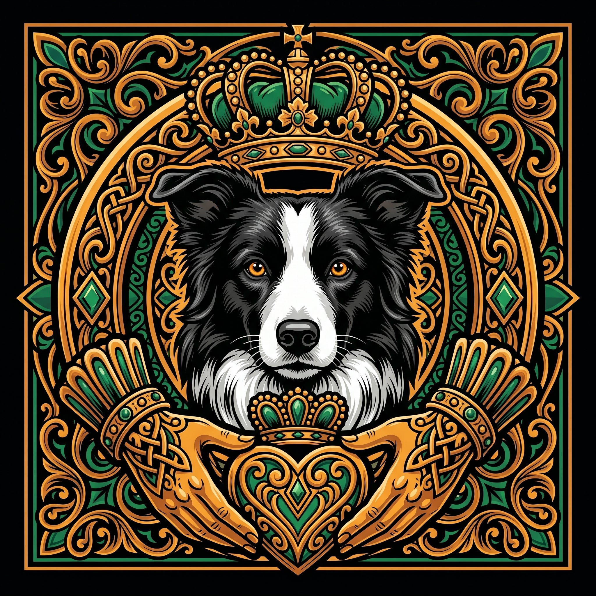 Neo-Traditional Border Collie Tee