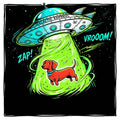 Retro UFO Dachshund Tee - Premium Funny Graphic T Shirts