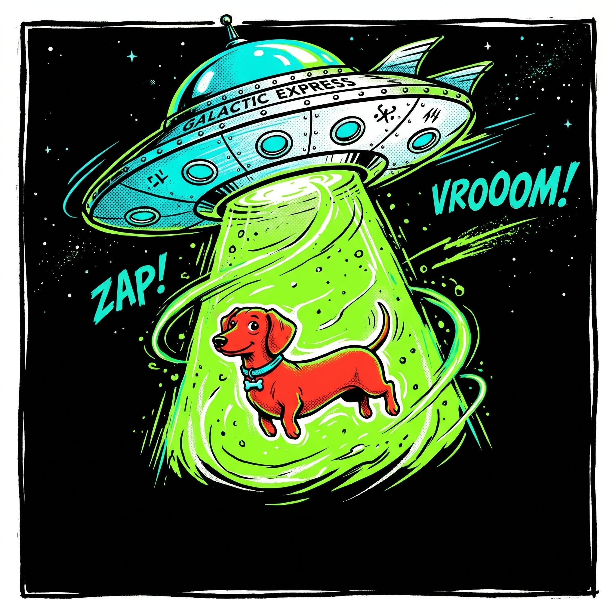 Retro UFO Dachshund Tee - Premium Funny Graphic T Shirts