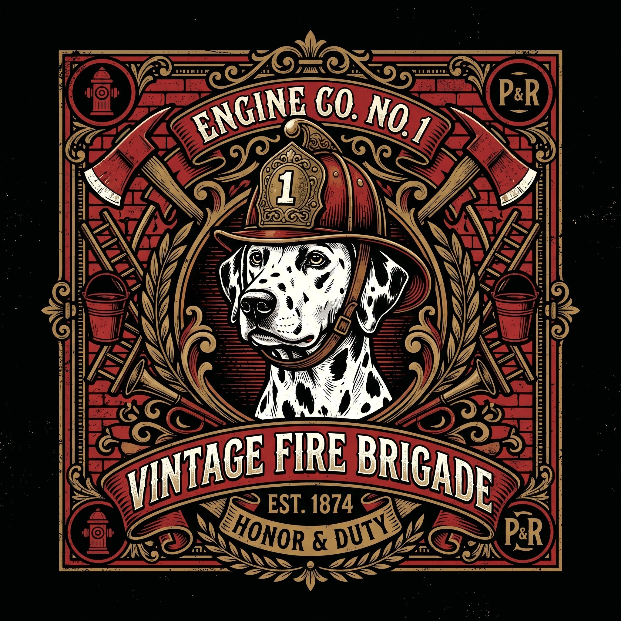 Vintage Fire Brigade Dalmatian Shirt - Premium Unisex Heritage Tee