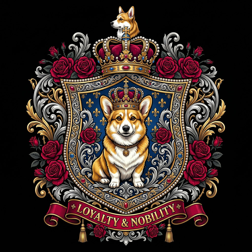 Royal Crest Corgi Tee - Premium Corgi Gifts