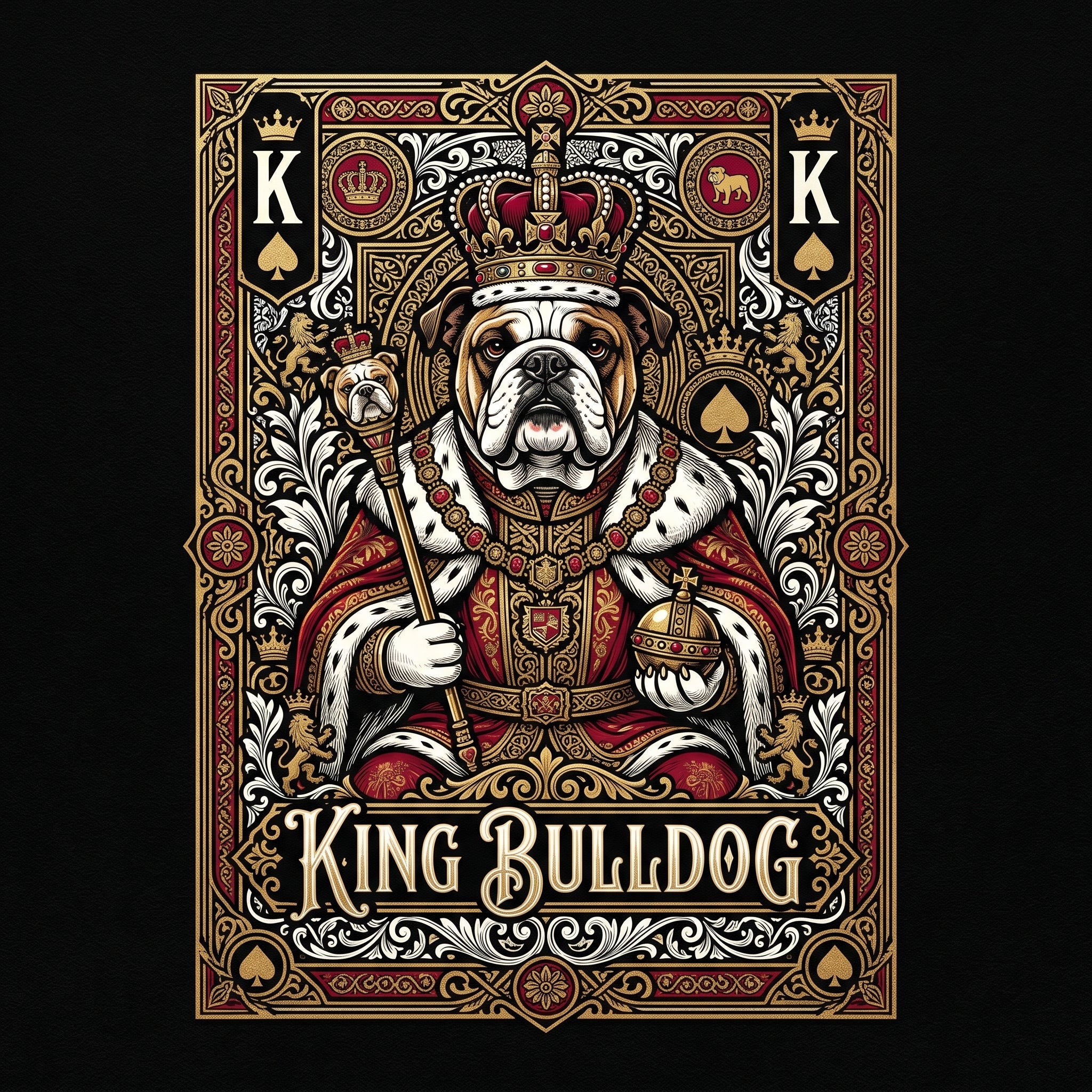 Royal King Playing Card English Bulldog T Shirt - Premium Unisex Graphic Tee