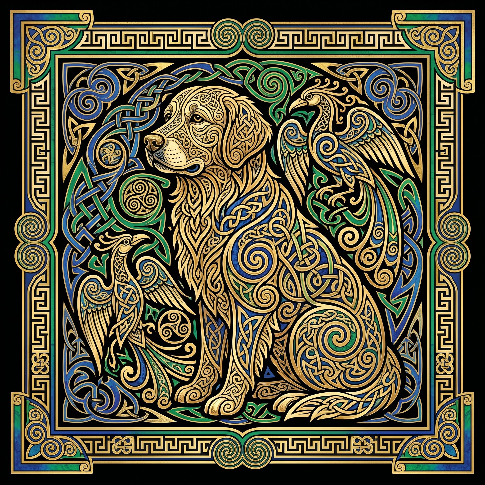 Celtic Illuminated Golden Retriever Tee