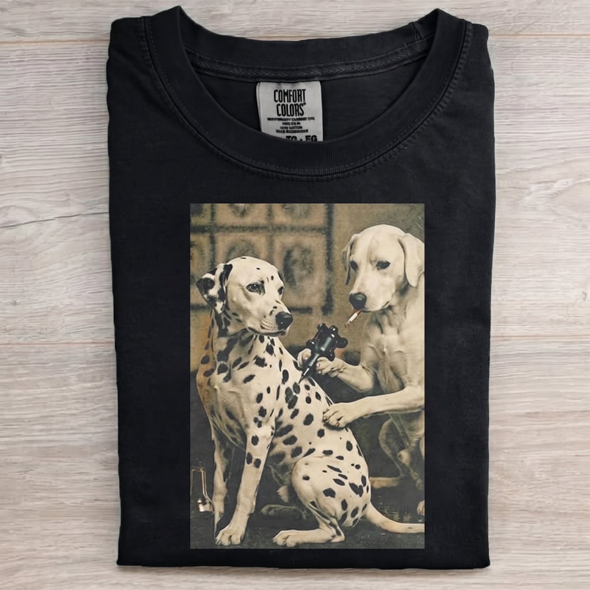 Retro Dalmatian Dog Tattoo Artist T-shirt