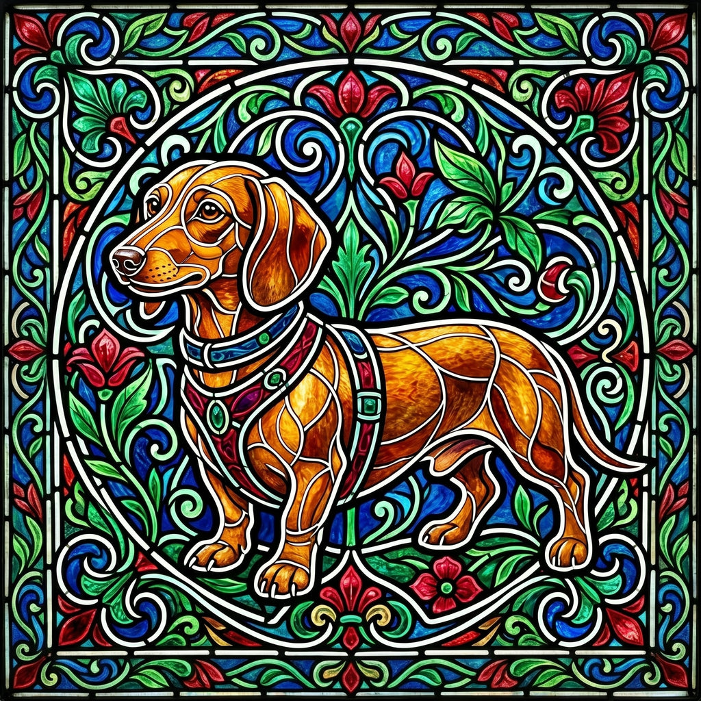 Luminous Stained Glass Dachshund Shirt - Premium Unisex Art Tee
