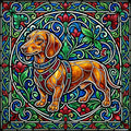 Luminous Stained Glass Dachshund Shirt - Premium Unisex Art Tee
